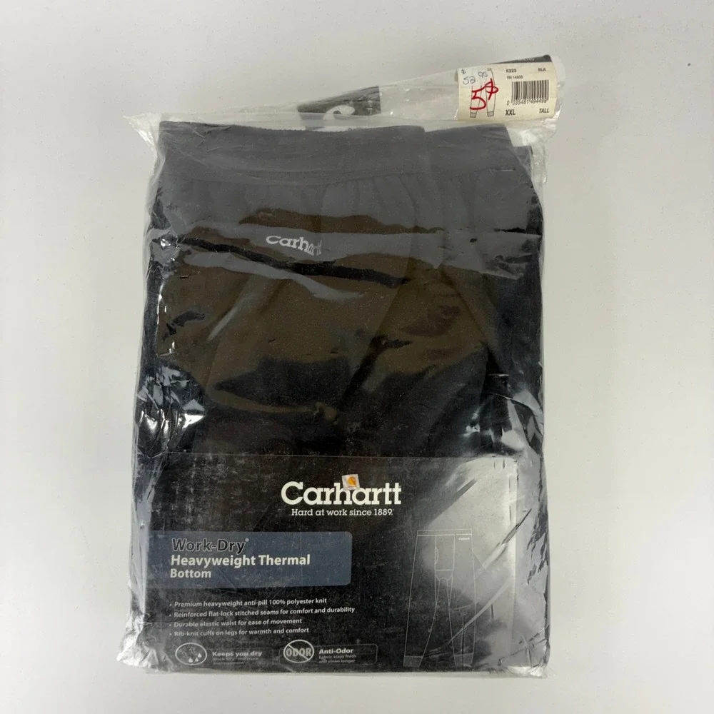 Carhartt Work-Dry Midweight Thermal Bottom Black K208 BLK Mens 2XL Tall NWT